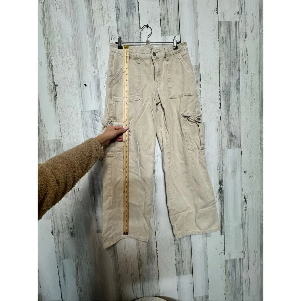 Miami Vice Cargo Pants Size small Beige Wide Leg Loose Fit Tan
